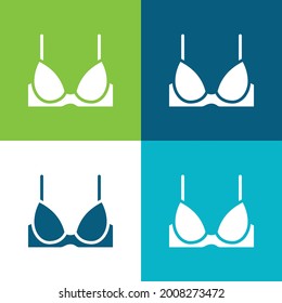Bra Flat four color minimal icon set