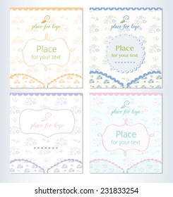 Bra with floral background and empty space for text. Set of banners for Pajama Party, lingerie shop or underwear ad. Vector 