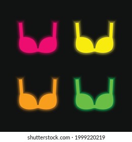 Bra four color glowing neon vector icon