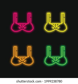 Bra four color glowing neon vector icon