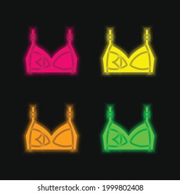 Bra four color glowing neon vector icon