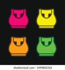 Bra four color glowing neon vector icon