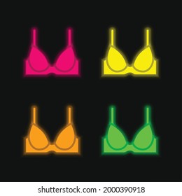 Bra four color glowing neon vector icon