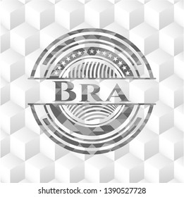Bra grey badge with geometric cube white background