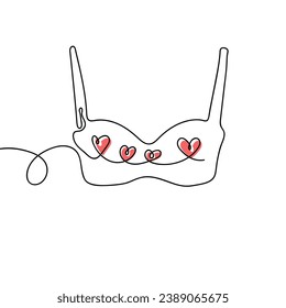sostén con corazón en un estilo de línea