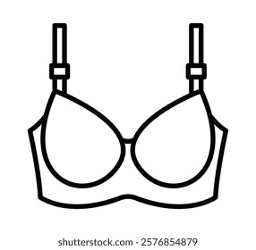Bra icon with adjustable straps in a clean vector style. Editable stroke.