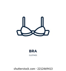 icono de sujetador de la colección de ropa. Barrera lineal delgada, ropa interior, icono de contorno de moda aislado en fondo blanco. Signo de sujetador vectorial de línea, símbolo para web y móvil