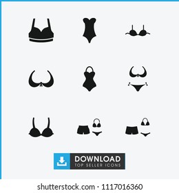 Bra icon. collection of 9 bra filled icons such as bikini. editable bra icons for web and mobile.