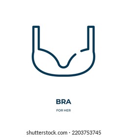Bra icon. Linear vector illustration from for her collection. Outline bra icon vector. Thin line symbol for use on web and mobile apps, logo, print media.