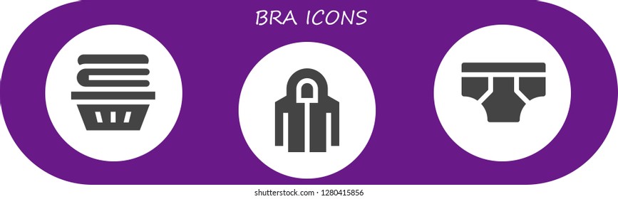  bra icon set. 3 filled bra icons. Simple modern icons about  - Clothes, Hoodie, Underwear