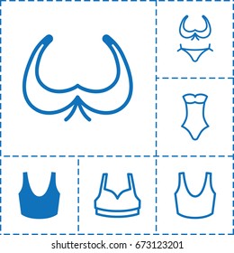 Bra icon. set of 6 bra filled and outline icons such as bikini