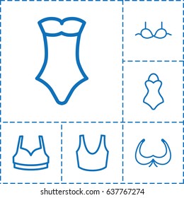 Bra icon. set of 6 bra outline icons such as