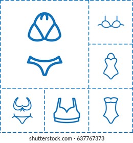 Bra icon. set of 6 bra outline icons such as bikini