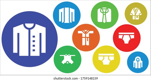 conjunto de iconos de barra. 9 iconos de sujetador rellenos.  Iconos modernos sencillos como: Cardigan, Ropa, Ropa interior, Alboroto, Hoodie