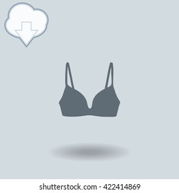Bra icon with shadow. Cloud of download with arrow.