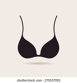 Bra icon simple logo. slim figure, fitness beautiful breasts vector illustration. Vintage label design