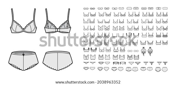 Bra Lingerie Technical Fashion Illustration Full Stock Vector Royalty Free 2038963352 8512