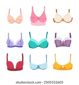 bra modern set cartoon. wireless lace, pushup strapless, underwire plunge bra modern sign. isolated symbol vector illustration