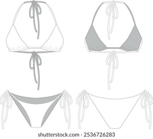 Bra and Panty Flat Sketch Technical Fashion Illustration