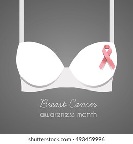 Bra with pink ribbon to help promote Breast cancer awareness