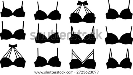 Bra Silhouettes Collection Vector Art lingerie underwear  illustration icon. Bra silhouette collection illustration showing lingerie fashion vector