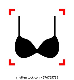 Bra simple sign. Black icon in focus corners on white background. Isolated.