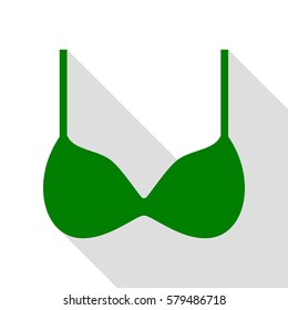 Bra simple sign. Green icon with flat style shadow path.