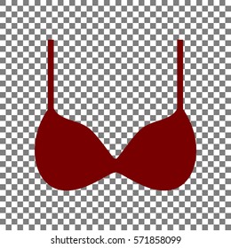 Bra simple sign. Maroon icon on transparent background.
