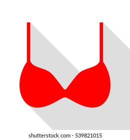 Bra simple sign. Red icon with flat style shadow path.