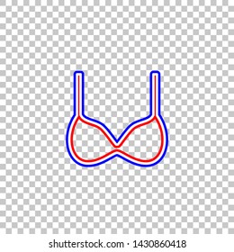 Bra simple sign. Red, white and contour icon at transparent background. Illustration.