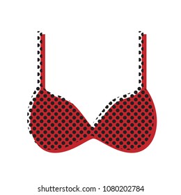 Bra simple sign. Vector. Brown icon with shifted black circle pattern as duplicate at white background. Isolated.