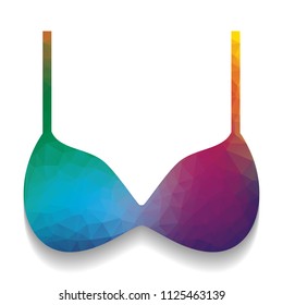 Bra simple sign. Vector. Colorful icon with bright texture of mosaic with soft shadow on white background. Isolated.