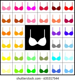 Bra simple sign. Vector. Felt-pen 33 colorful icons at white and black backgrounds. Colorfull.
