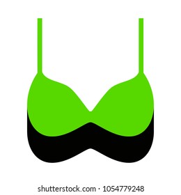Bra simple sign. Vector. Green 3d icon with black side on white background. Isolated.