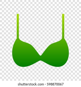 Bra simple sign. Vector. Green gradient icon on transparent background.