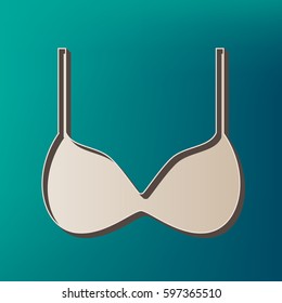 Bra simple sign. Vector. Icon printed at 3d on sea color background.