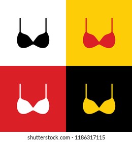 Bra simple sign. Vector. Icons of german flag on corresponding colors as background.