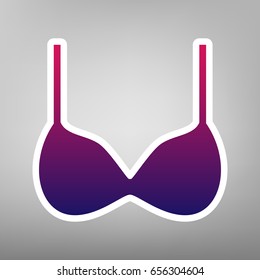 Bra simple sign. Vector. Purple gradient icon on white paper at gray background.