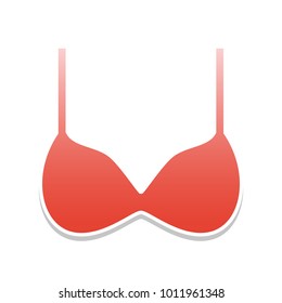 Bra simple sign. Vector. Reddish icon with white and gray shadow on white background. Isolated.