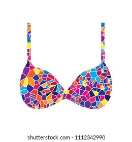 Bra simple sign. Vector. Stained glass icon on white background. Colorful polygons. Isolated.