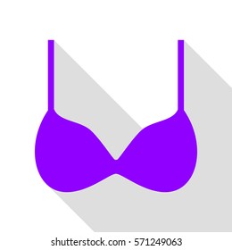 Bra simple sign. Violet icon with flat style shadow path.