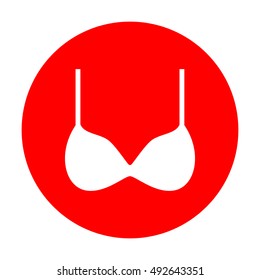Bra simple sign. White icon on red circle.