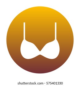 Bra simple sign. White icon in circle with golden gradient as background. Isolated.