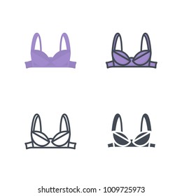 Bra underwear flat colored line silhouette