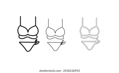 Bra of underwear vector outline set icon. Isolated outline set icon lingerie. Vector illustration bra of underwear on white background.