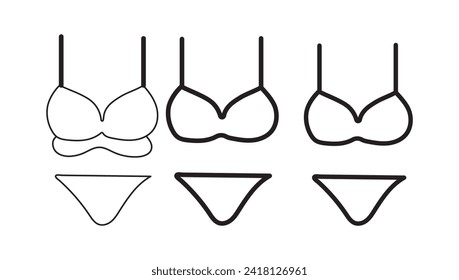 Bra of underwear vector outline set icon. Isolated outline set icon lingerie. Vector illustration bra of underwear on white background.