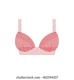 Bra Vector fill with Red Heart on White