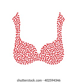 Bra Vector fill with Red Heart on White