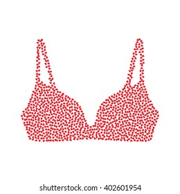 Bra Vector fill with Red Heart on White