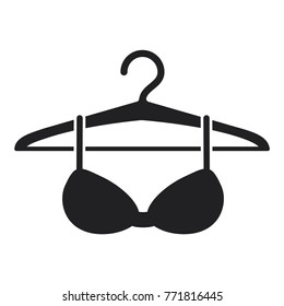 bra vector icon, flat design hanger and bra conception 